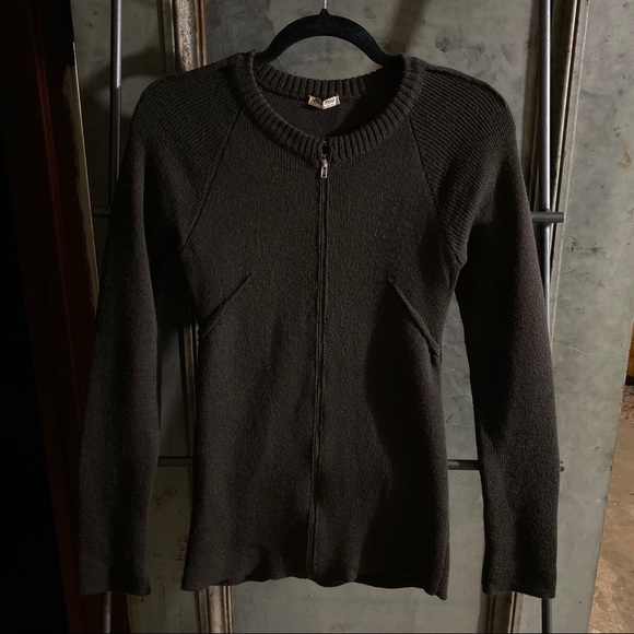 Miu Miu Brown Wool Zipper Cardigan Sweater - Picture 2 of 8